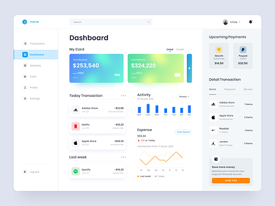 Finance Management - Dashboard banking banking dashboard clean dashboard design finance finance dashboard financial fintech management minimal payments ui uiux whitespace