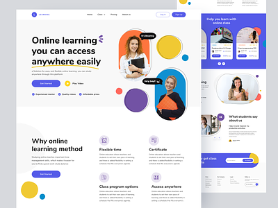 Learning Online (Education) - Landing Page clean course courses design e-learning education website landing page learning learning online minimal study ui ui design uiux web design website whitespace