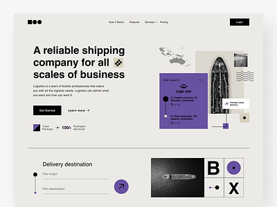 Cargo Delivery Service - Logistics Website box cargo cargo tracking clean company delivery design hero section landing page logistics minimal service shipment shipping track ui ui design web website whitespace