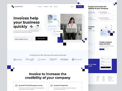 Invoice Software - Landing Page accounting business clean design freelance invoice invoicing landing page management minimal proposal saas software ui ui design uiux website whitespace