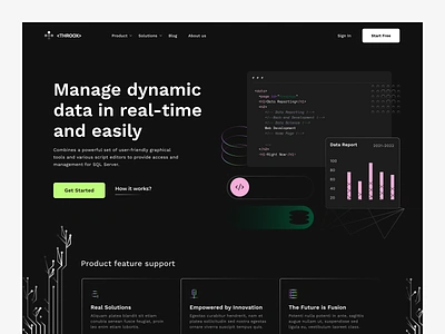 Database Management Tool - Website clean code coding dark data database design developer hero section landing page minimal reports saas software tool ui design uiux web website whitespace