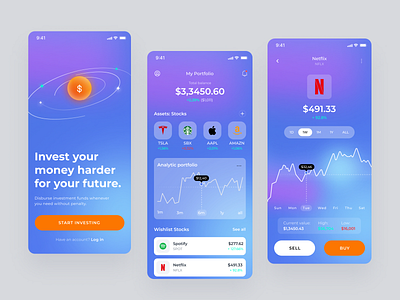 Investment Stock App analysis app clean design finance financial fintech growth invest investment investment app market minimal mobile portfolio stock ui ui design uiux whitespace