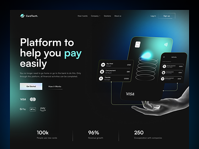 Payments Card for Fintech Landing Page