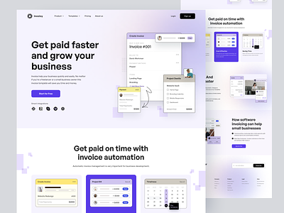 Invoicy - Invoice Landing Page accounting business clean design freelance invoice invoicing landing page management minimal online invoice payment proposal saas software ui design uiux website whitespace