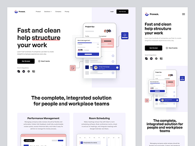 Project Management - Website clean daily task design landing page minimal productivity project management project manager saas simple software management task management task manager team to do list ui design uiux website whitespace