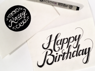 Birthday Card birthday card calligraphy hand handwriting ink italic lettering micron pen