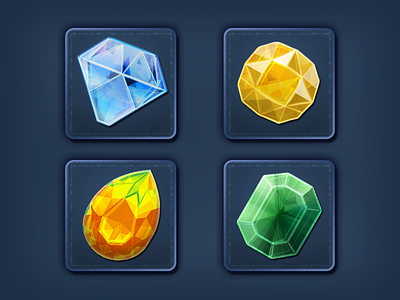 Gems Icons agate ammolite diamond emerald gems icons illustrations video game