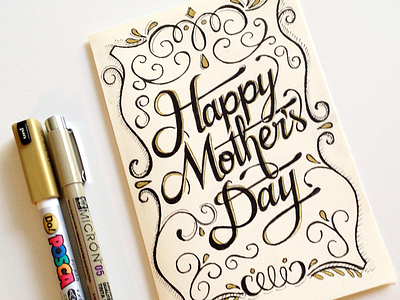 Happy Mother's Day Card calligraphy day card hand italic lettering micron mom mother mothers day pen posca