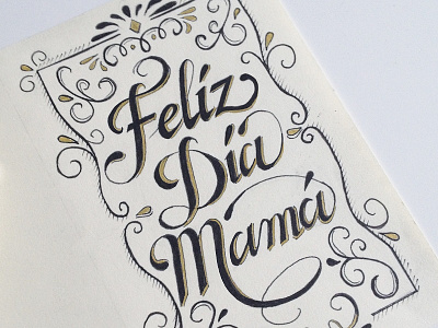 Happy Mother`s Day - in Spanish. Lettering. Ink Illustration