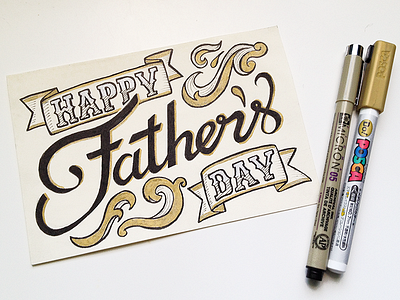 Happy Farther's Day! calligraphy card fathers day ink lettering micron pen script typography