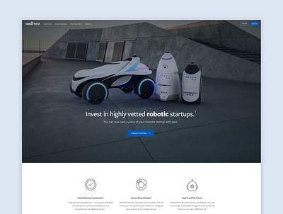 Startup Home Page design landing page robots startup ui ux