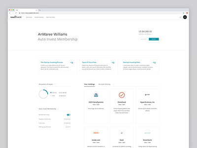 Auto Invest Account Dashboard