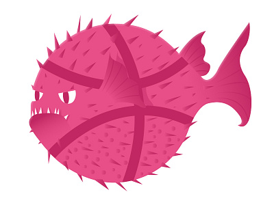 Dribbble debut 2d ball character fish illustration pink
