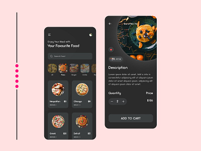 Food Delivery App in Dark Mode
