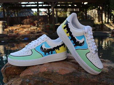 Custom Air Force 1 Tiffany Blue Design With White Drip 