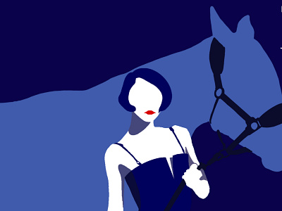 Woman leading a horse design graphic design illustration