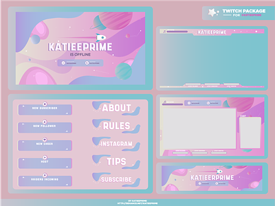 Twitch Package 001 - KatieePrime artist design graphics graphicsdesign stream streamer twitch twitch package vector