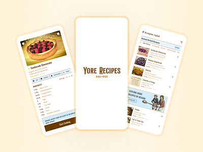 Yore Recipes ancient app app ui cooking cooking app design dishes mobile recipes ui vintage