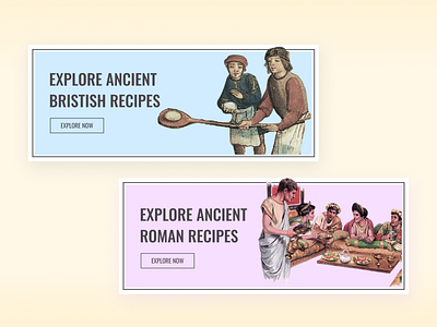 Yore Recipes - App Banners ancient app app banner app concept banner british design mobile app roman ui uiux vintage