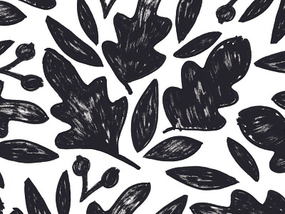 Leaves blackandwhite brushpen illustration leaves pattern