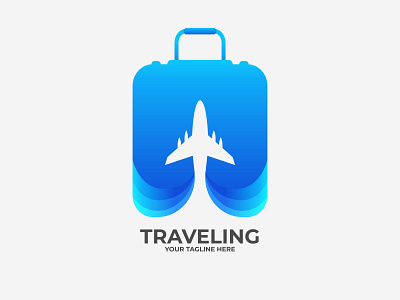 Traveling suitcase Premium logo. abstract art background blue boat business company concept creative cruise design elegance element emblem expensive flat fly graphic icon identity