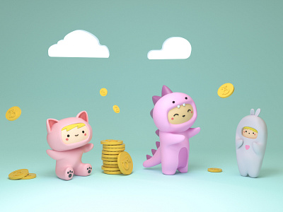 kiddies 3d character design illustration