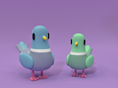 pigeons 3d character design illustration