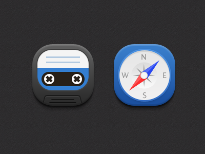 two Icons browser compass icon record