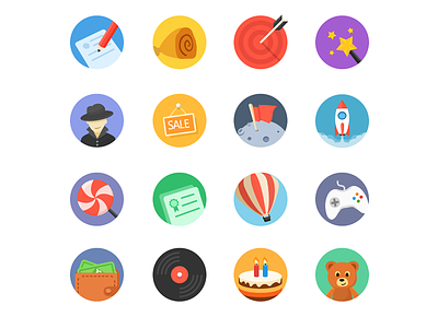 circle icons birthday food game icon icons lollipop music shop toys travel ui wallet