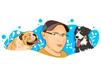 Portrait Illustration with pets adobe illustrator design dog dogs graphic design illustration illustrator pet portrait portrait illustration vector vector art vector illustration
