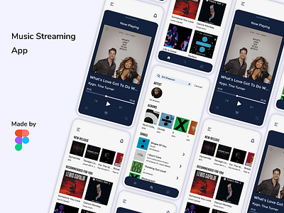 Music streaming App app design figma minimal redesign simple ui web