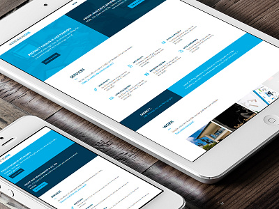 We Design As One blue flat light blue navy blue portfolio website white