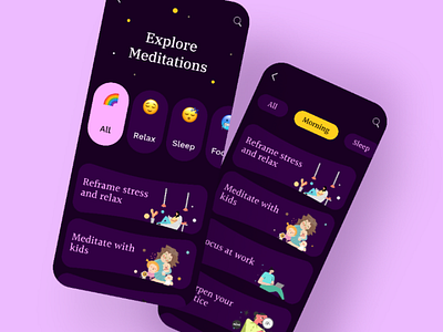 Meditation app. design figma meditation recreation ui