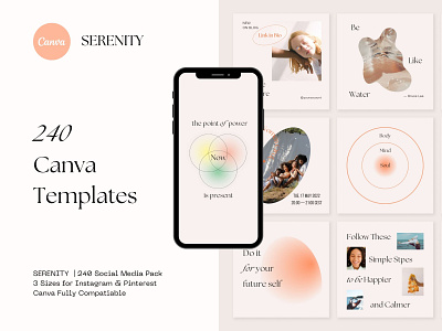 SERENITY | 240 Canva IG Template canva instagram pinterest socialmedia spiritual wellbeing