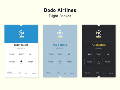 DailyUI #17 - Dodo Airlines Flight Booking Receipt