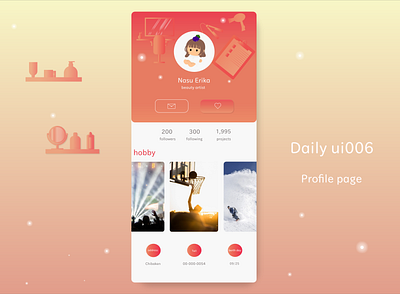 Daily ui006 profile page daily ui 006 dailyui profile アプリ サイト デザイン 美容師