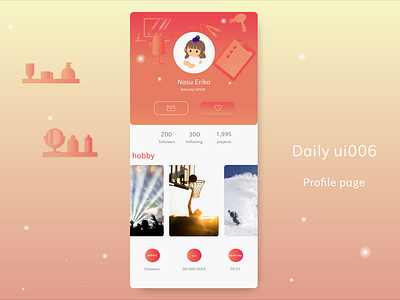 Daily ui006 profile page daily ui 006 dailyui profile アプリ サイト デザイン 美容師