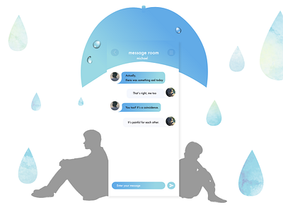 Daily ui013＊Direct Messaging app blue consultation dailyui dailyui013 design direct messaging line messaging rain sites unisex watercolor web