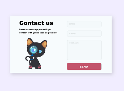 Daily ui 028 Contact Us app cat character contact us dailyui dailyui028 design illustrator mobile photoshop ui ux web xd