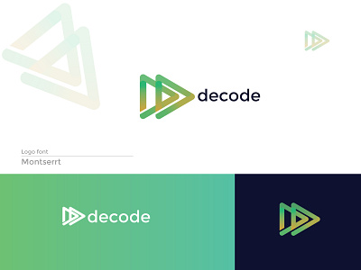 Decode logo design. app branding creative design flat icon logo minimalist modern print realestate vector