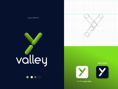 Valley logo design.V+Y letter logo design.