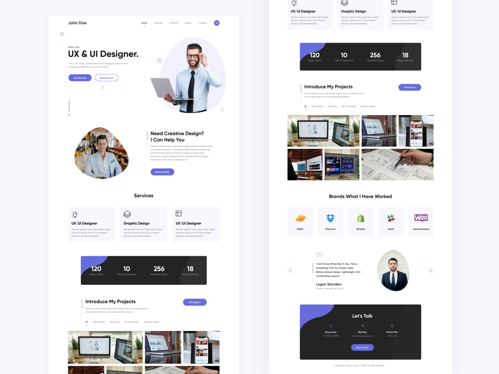 Portfolio - Landing Page by Dhaval Bhadukiya on Dribbble