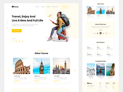 Treva - Travel Agency booking homepage landing page tourism tourist travel agency travel agent travel guide traveller trip planner typography ui ux website website design