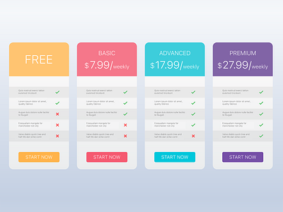 Pricing Table