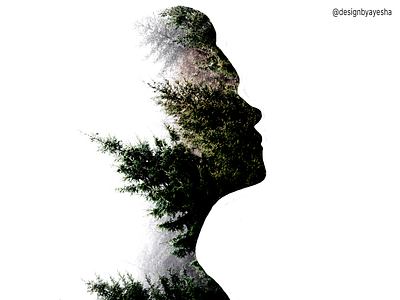 Wild Girl beginner design designbyayesha designer doubleexposure effect girl graphicdesign graphics green photoshop pinetrees practice trees wild