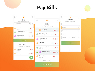 mobile app design for budget planner