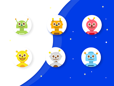 Robots for game app app character game gameui icons illustrations illustrator minimalist robots space ui