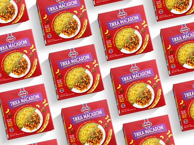 Kolson Tikka Macaroni Packaging Design 3d animation branding cg graphic creative design foods fragrance gold graphic design illustration logo macaroni motion graphics packaging recipe red simple tikka ui