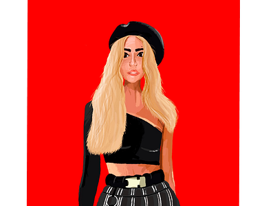Caroline blonde girl illustration outfit procreate style