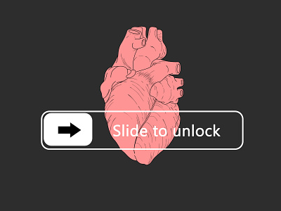 slide to unlock blackandwhite design heart illustration